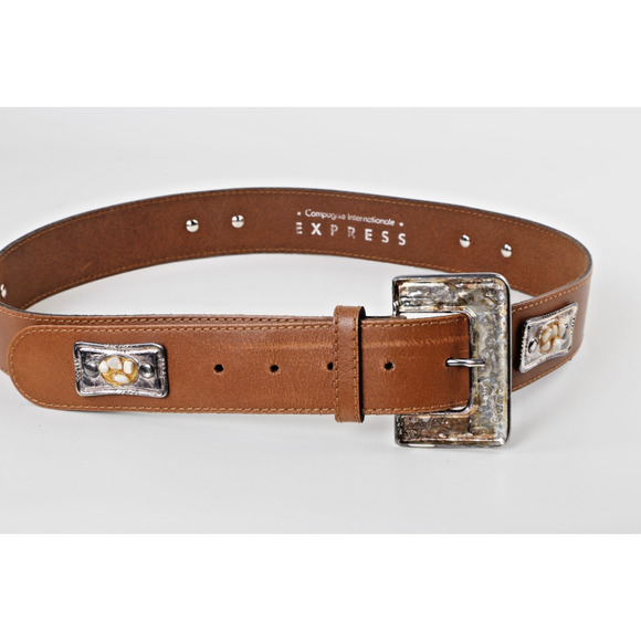 Vintage Express Belt Compagnie Internationale Leather Silver Western Studded L main image 8